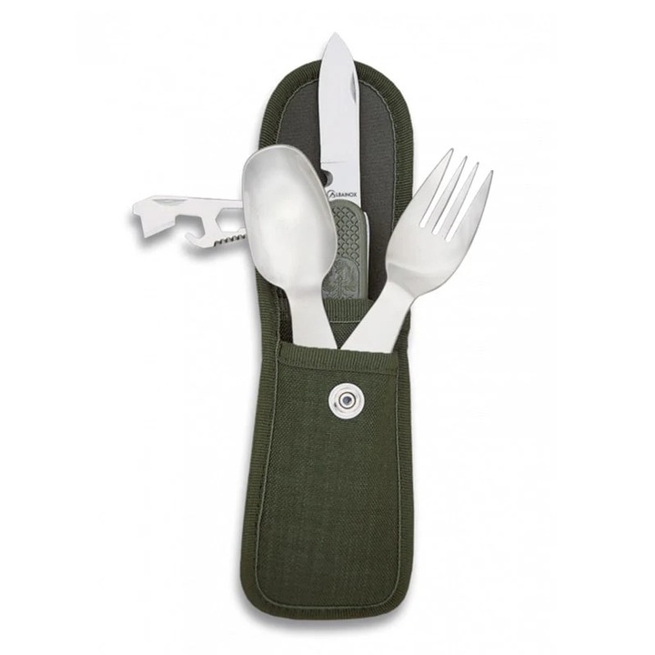 Set camping cu briceag multifunctional, furculita si lingura Albainox 33037
