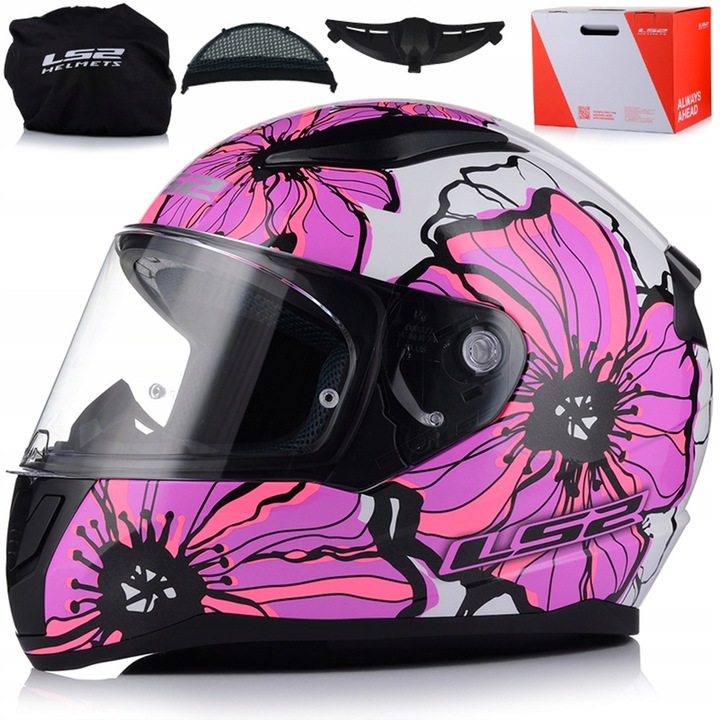 Casca moto integrala, LS2, FF353 Rapid II Poppies, HPTT, Protectie UV, Roz, 57-58cm, M