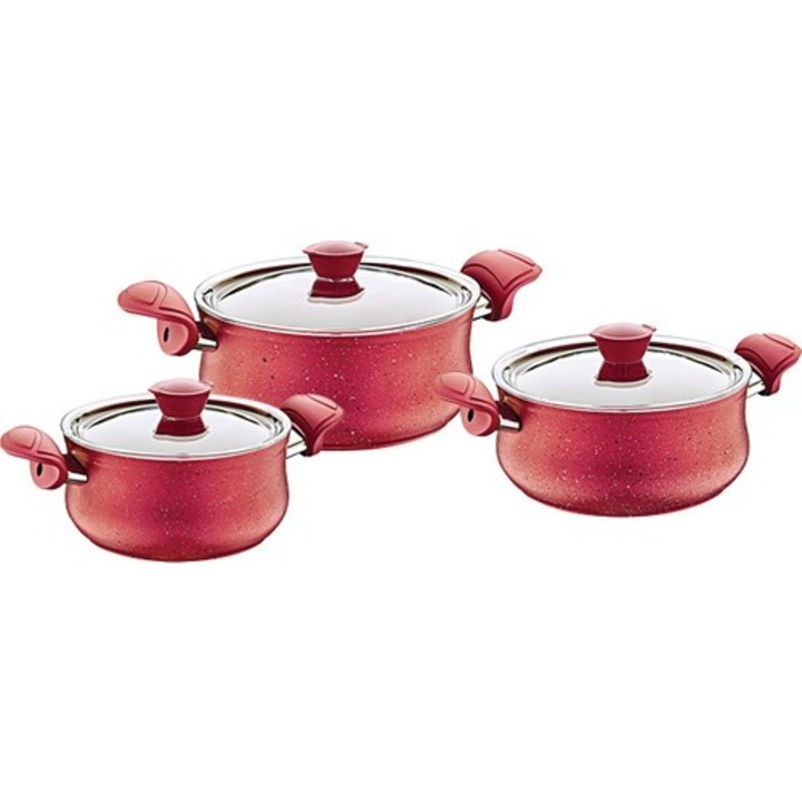Set oale 6 piese OMS, aluminiu/granit, rosu