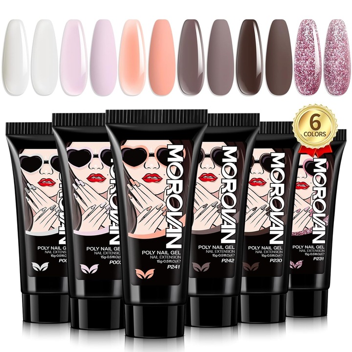 Morovan körömlakk gél készlet, 6 szín, mindegyik 15 ml, vonzó árnyalatok, gyorsan szárad a lámpa alatt