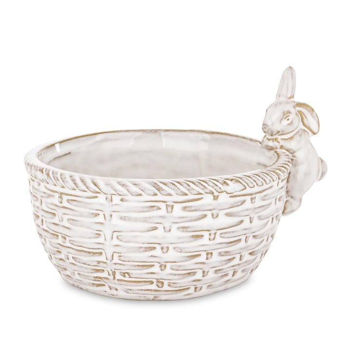 Tojáskosár, antik fehér porcelán, 10,5x16,5x14 cm