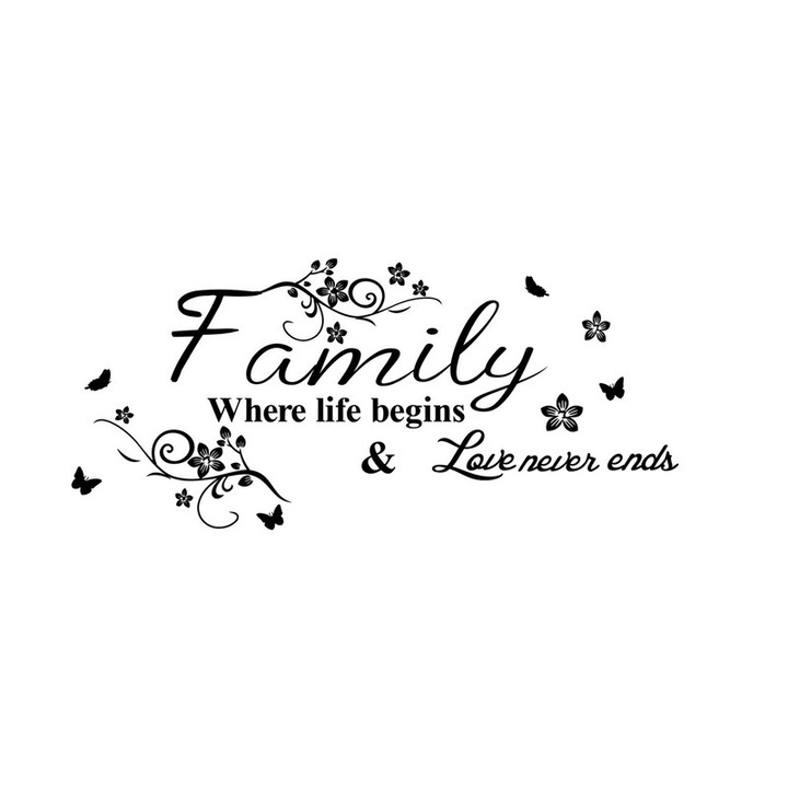 Sticker decorativ, vinil negru, impermeabil, 76x34cm