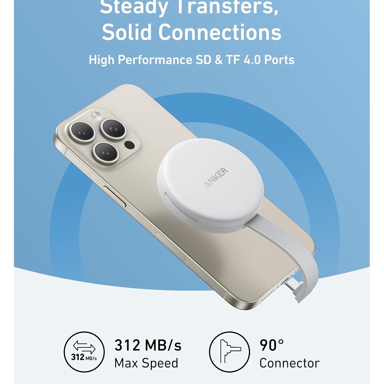 Memory Card Reader Anker MagGo Adaptor SD USB-C Alb