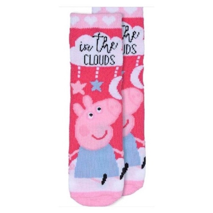 Bolygos zokni, Peppa Pig, csuszasgatlo talp, felhos, rozsaszin, Rózsaszín