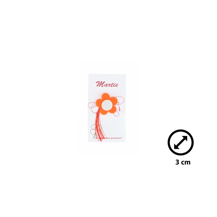 Martisor bross, Buticcochet, Narcissus, filcből, Narancssárga fehérrel - MR663