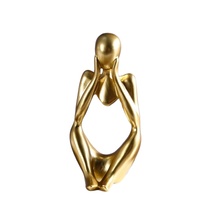 Figurina decorativa din rasina, abstracta, aurie, 6x5.2x12.5cm