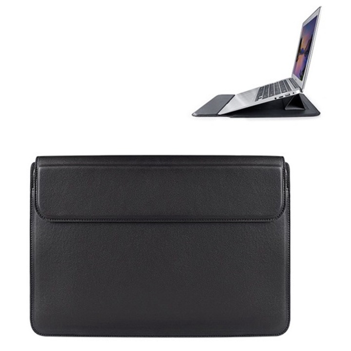 Devia tok fekvő, bőr hatású laptop/notebook/tablet, univerzális, asztali tartó, ultravékony, 13.3" méret, fekete