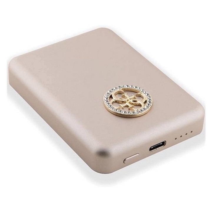 Guess 4g strassed metal logo vésztöltő type-c aljzat, 5000mah, 15w, magsafe, arany