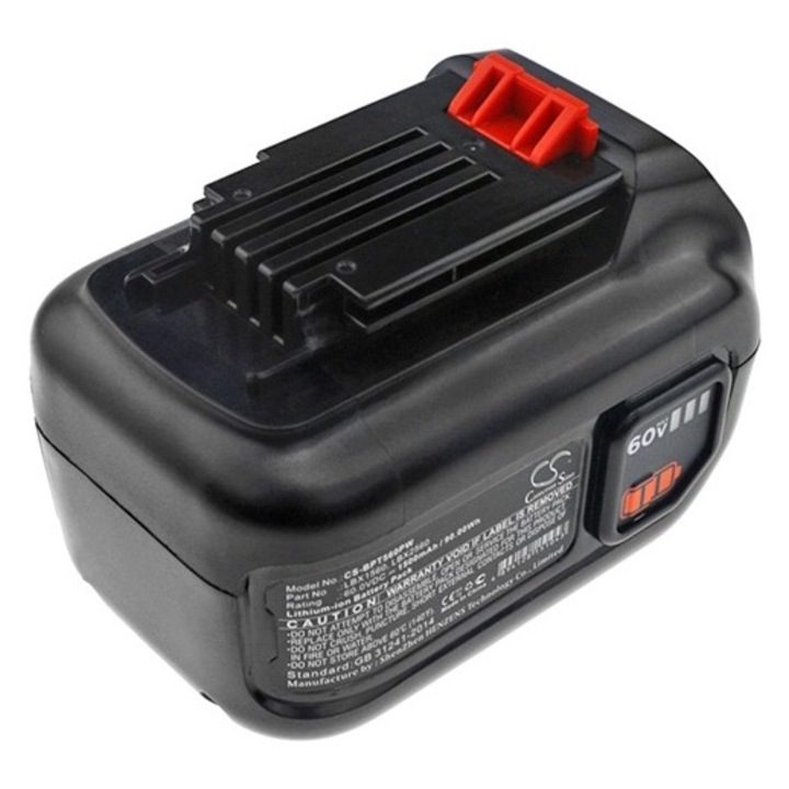 Akkumulátor, kompatibilis Cameron sino li-ion akku (60.0v/1500mAh, black & decker lbx1560 kompatibilis), gyártói csomagolás
