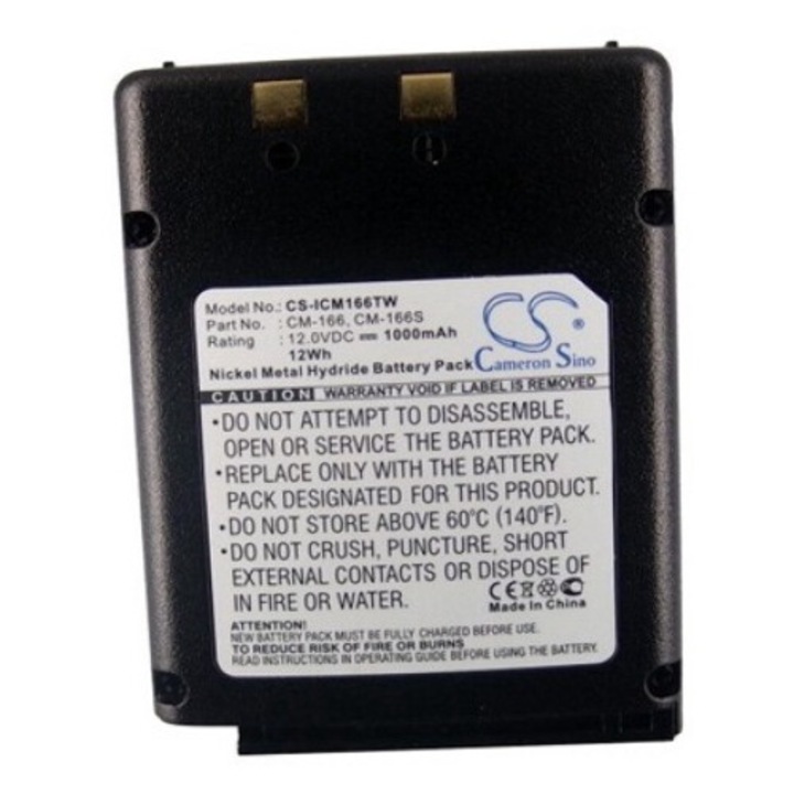 Akkumulátor, kompatibilis Cameron sino ni-mh akku (12.0v/1000mAh, icom bp-166 kompatibilis), gyártói csomagolás