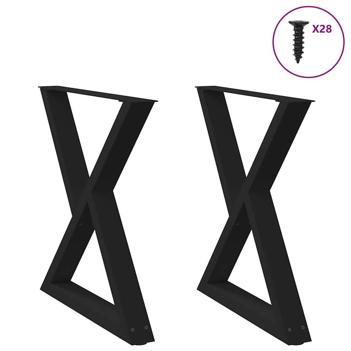 Picioare pentru masa vidaXL, 2 buc, Negru, 70x(72-73, 3) cm, Otel, 13.9 Kg