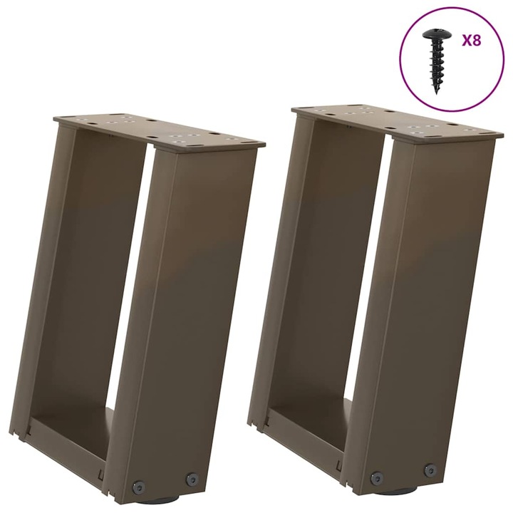 Picioare pentru masuta de cafea in forma de U vidaXL, 2 buc., otel natural, 30x(30-31) cm 6.25 kg