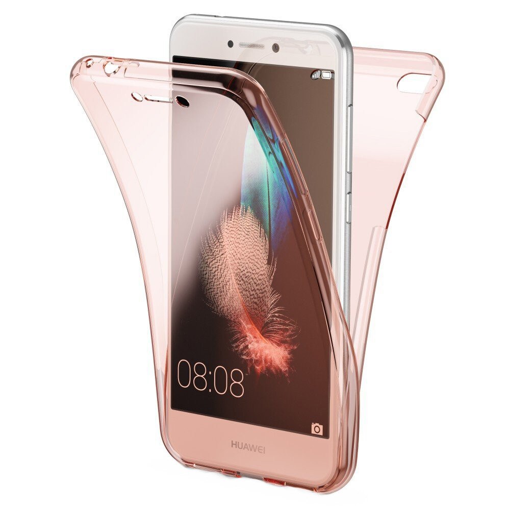 Husa Full TPU 360° (fata + spate) pentru Huawei P9 Lite 2017, Rose Gold Transparent