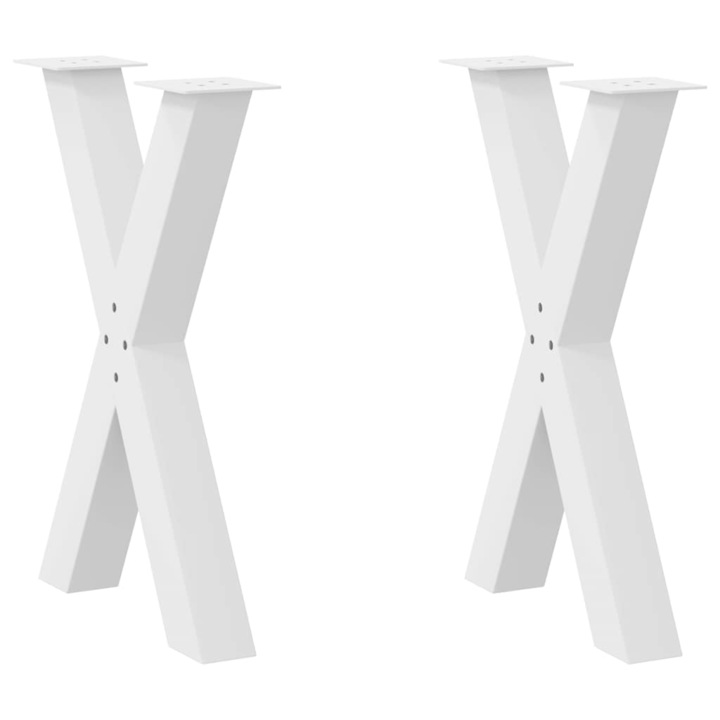 Picioare pentru masa vidaXL, in forma de X, 2 buc, Alb, 60x(72-73) cm, otel, 15.03 Kg