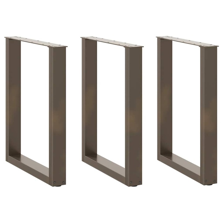 Picioare pentru masuta cafea vidaXL, in forma U, 3 buc, Otel natural, Otel, 18.95 Kg