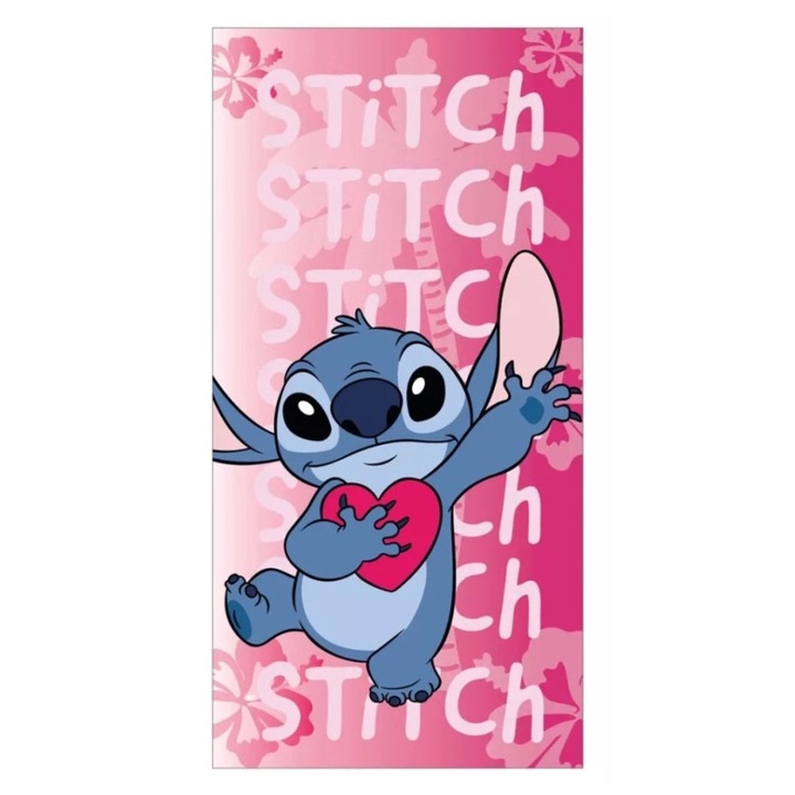 Lilo and Stitch The Star Dog Хавлиена кърпа за баня Розова 70x140 см (бързосъхнеща)