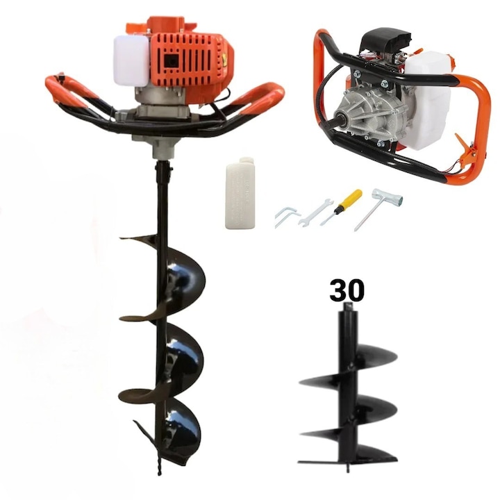 Motoburghiu foreza pamant gheata 8.5CP, Burghiu 300MM inclus, Campion