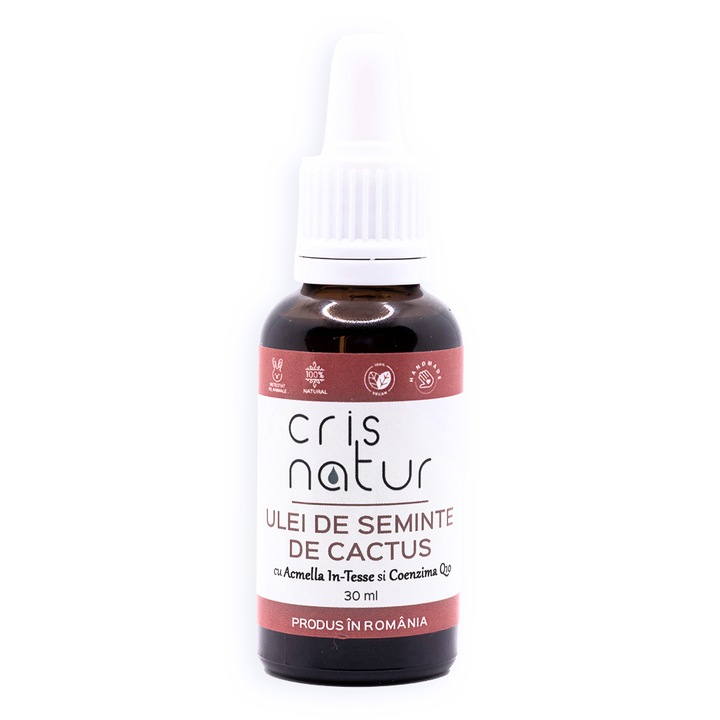 Ulei facial 100% natural cu seminte de cactus, Acmella In-Tesse si Coenzima Q10, 30 ml realizat manual in Romania