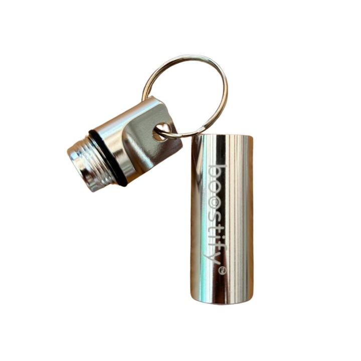 Преносима кутия за лекарства тип ключодържател от сребрист алуминий