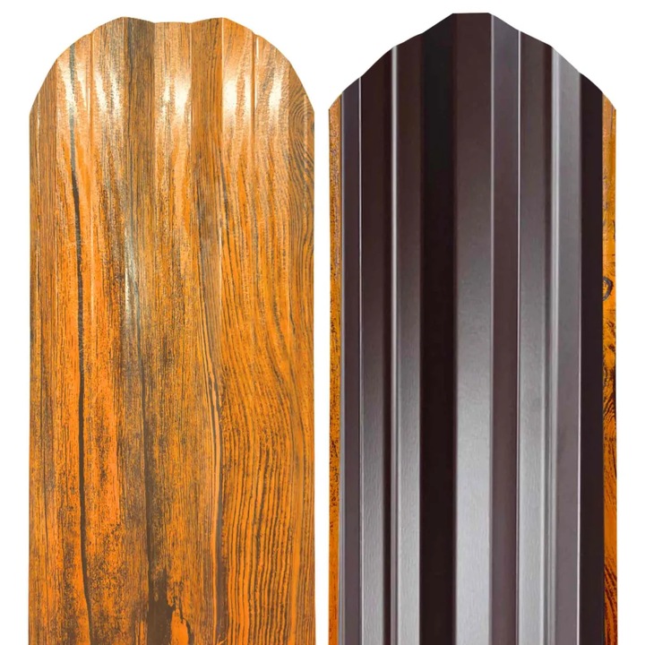 Комплект метални летви за ограда Miradex Tisa, Височина 150 cm, Златен дъб гланц, 25 бр / 3 m ограда, еднолицево покритие