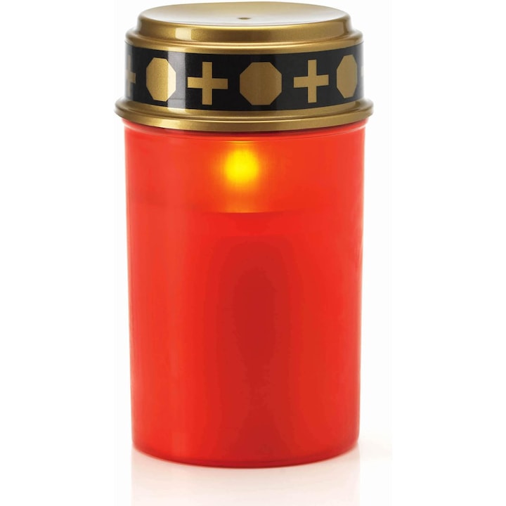 Lumanare din ceara cu LED, Comutator intern de comutare a lumanarilor, Coaja rosie si lumina rosie, Plastic + LED, Vaxiuja