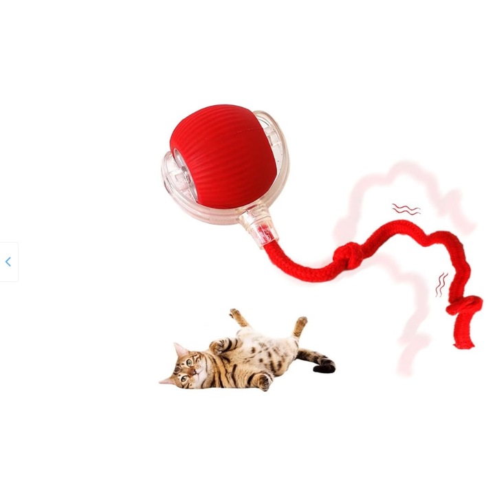 Interaktív macskajáték, automata labda, 14cm, zsinórral, többszínű