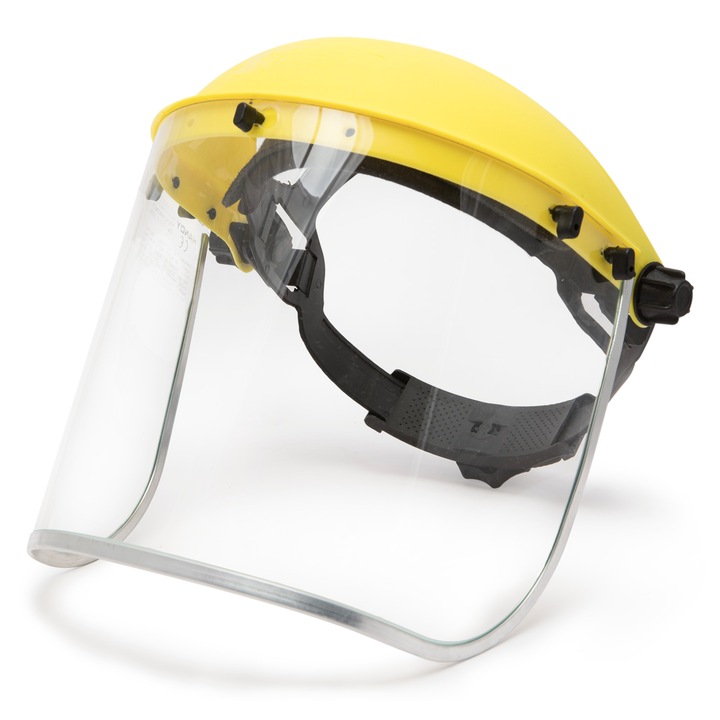 Viziera de Protectia Muncii, Reglabila, Acoperire Faciala Totala, Material PVC, cu Banderola de Frunte Absorbanta a Transpiratiei, uz Industrial si Civil, Transparent