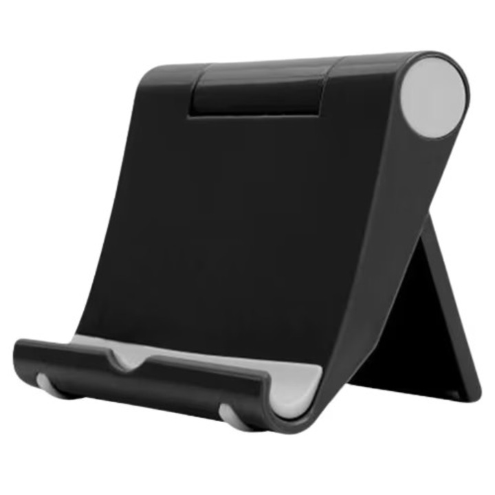 Összecsukható mobiltelefon-tartó, fekete, telefonhoz és tablethez