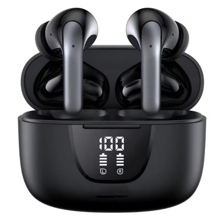 Casti wireless bluetooth, Bluetooth 5.4, Autonomie 42 ore, Microfon HD, Anularea zgomotului imbunatatita, Negru