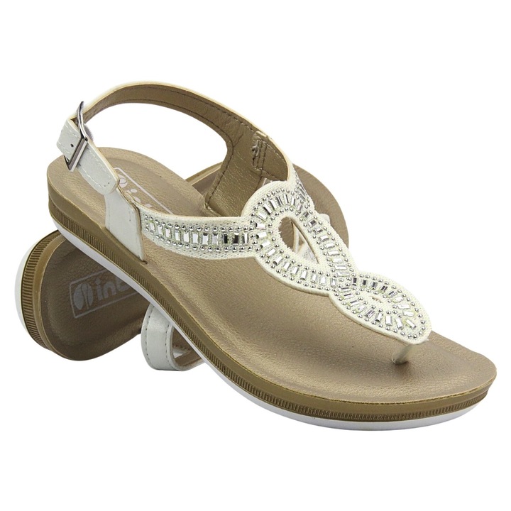 Női szandál, Inblu, BA-53, fehér, eco-bőr, vastag talp