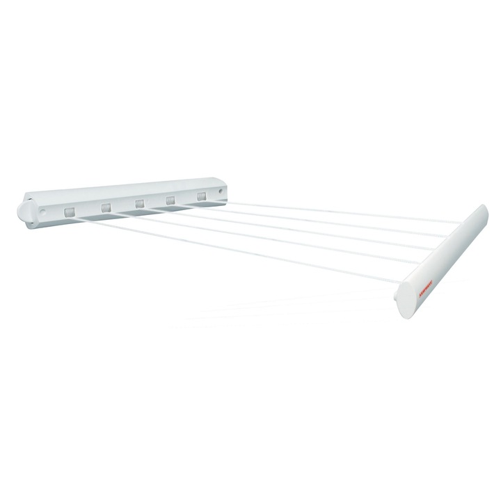 Uscator rufe Leifheit, din plastic, 52 x 8 cm, 5 sfori retractabile, 21 m, alb