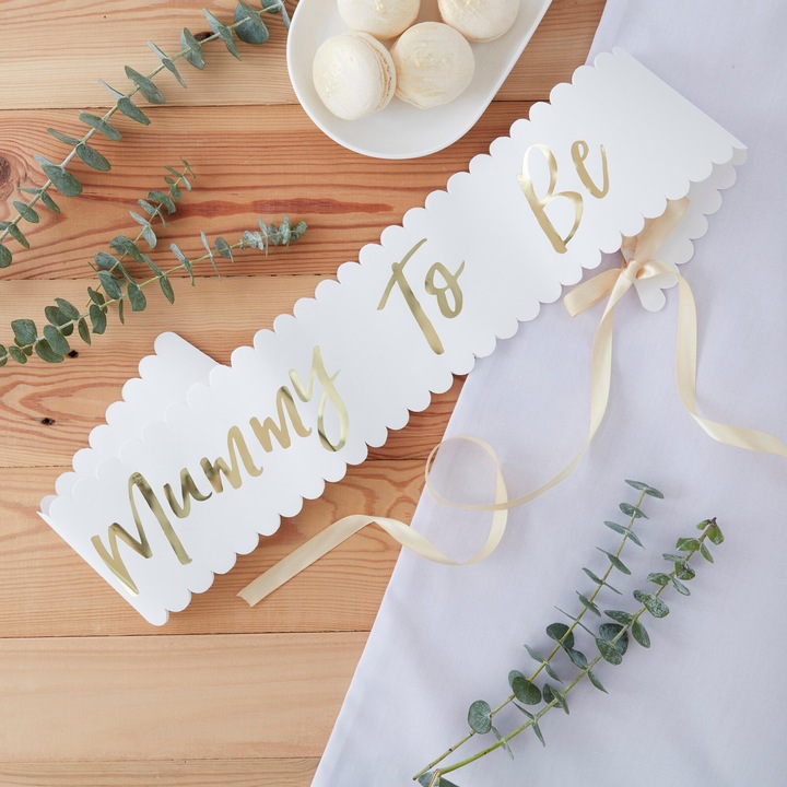 Панделка "Бъдеща мама" за Baby Shower, златиста