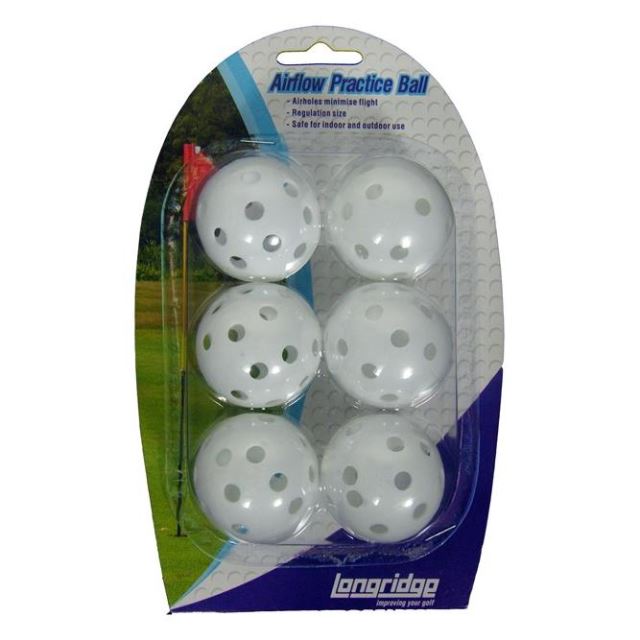 Set 6 mingi golf de antrenament LONGRIDGE din plastic, albe
