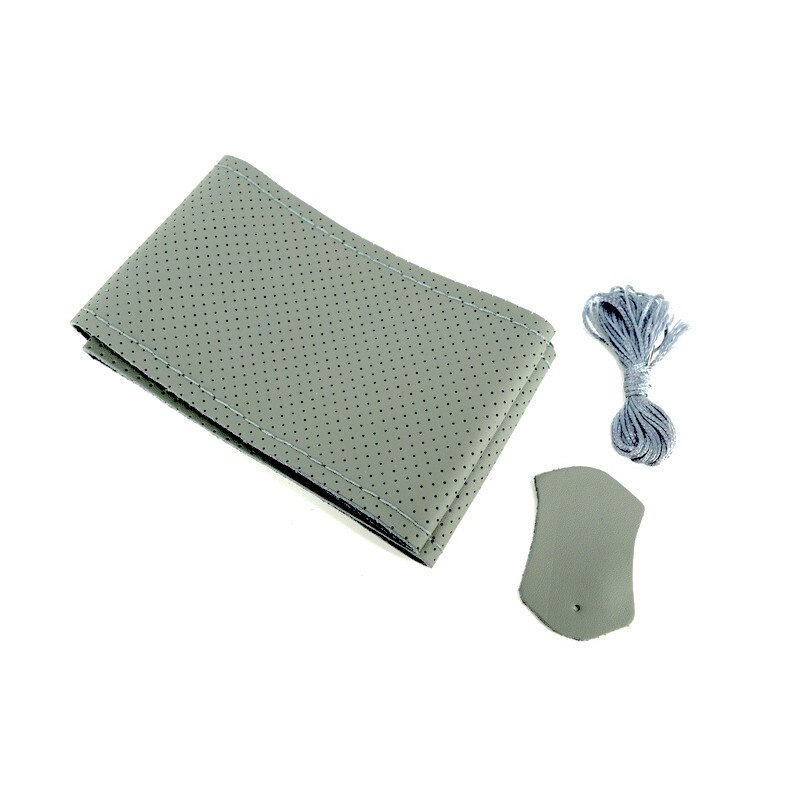 Husa pentru volan LUXCB027 gri, din piele cu gaurele + Racleta CADOU