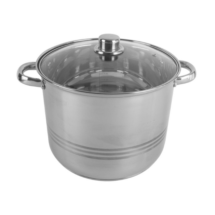 Rozsdamentes fazék, üveg fedővel, 11 L , AZHOME