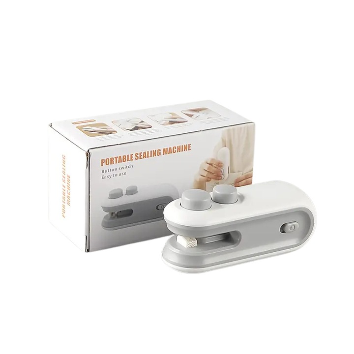 Aparat de sigilat si taiat pungi alimentare din plastic, 2 in 1, reincarcabil cu USB, 300 MAh, 16W