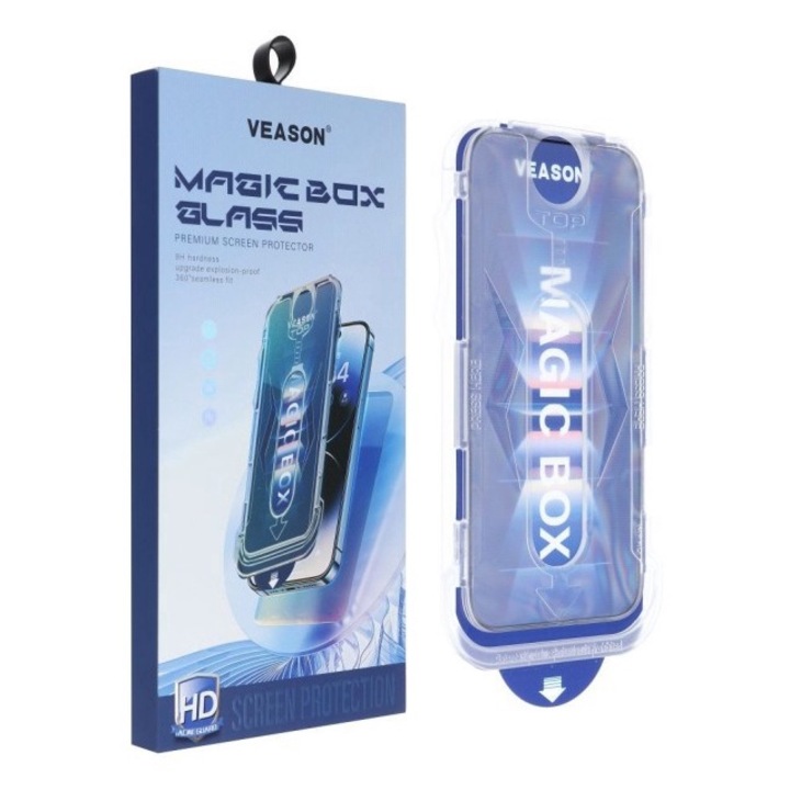 Folie Sticla Securizata Upzz Veason 6D Compatibila Cu iPhone 16e, Transparent, Montaj Usor Cu Aplicator