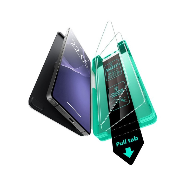 Set 2 x Folie Sticla Securizata ESR Compatibila Cu Samsung Galaxy S25 Ultra, Montaj Usor Cu Sistem Aplicare Inclus, Transparenta