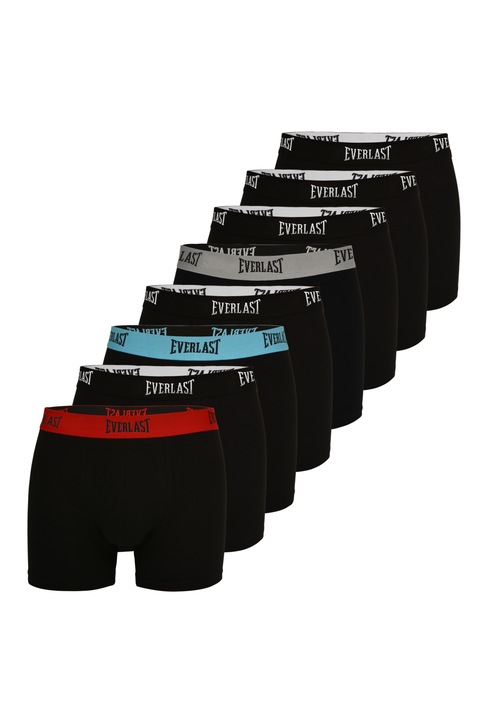 Set 8 Boxeri Barbati, Everlast, EV008, Negru, Cauciuc, Bumbac, Negru