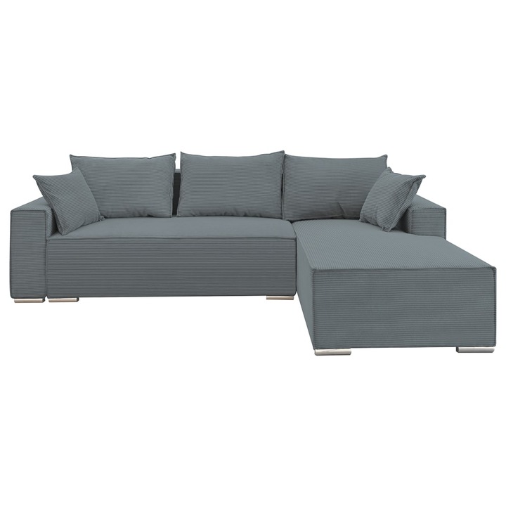 Coltar extensibil Lincoln mini dreapta, cu lada de depozitare, 280*185*102 cm, gri 85 N