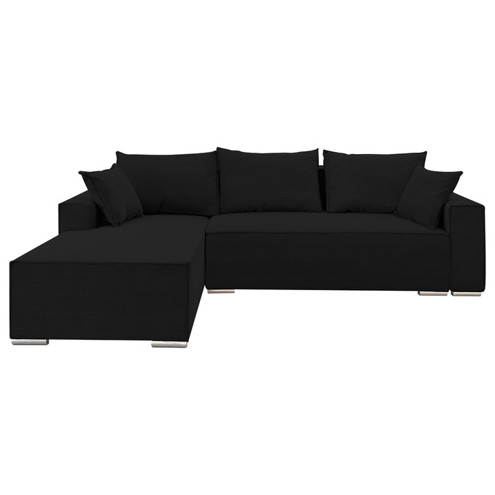 Coltar extensibil Lincoln mini stanga, cu lada de depozitare, 280*185*102cm, Negru 100N