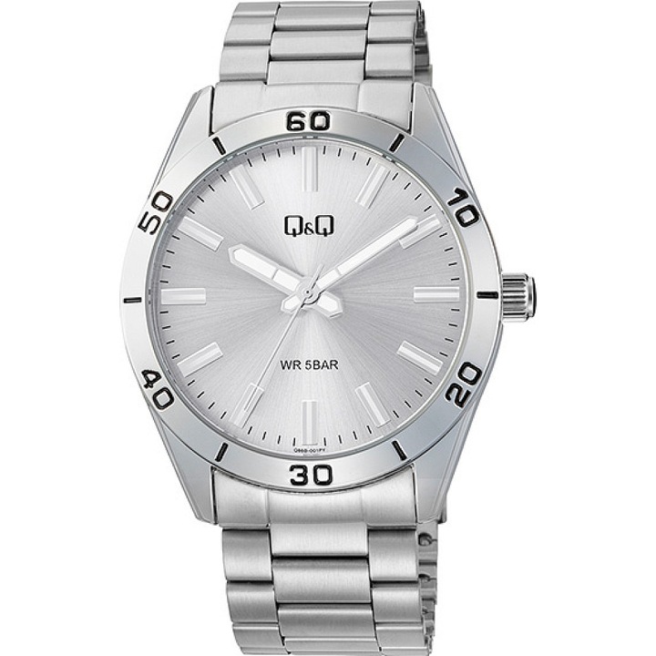 Ceas analogic barbatesc Q&Q Q86B-001PY, lant metalic