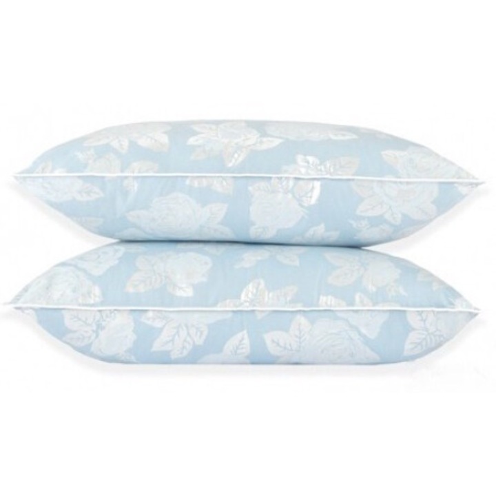 Set 2 perne EXTRA FORTE, puf si pene de gasca, foarte tari, fermitate foarte ridicata, 1800 g, 50×70 cm, Albastru