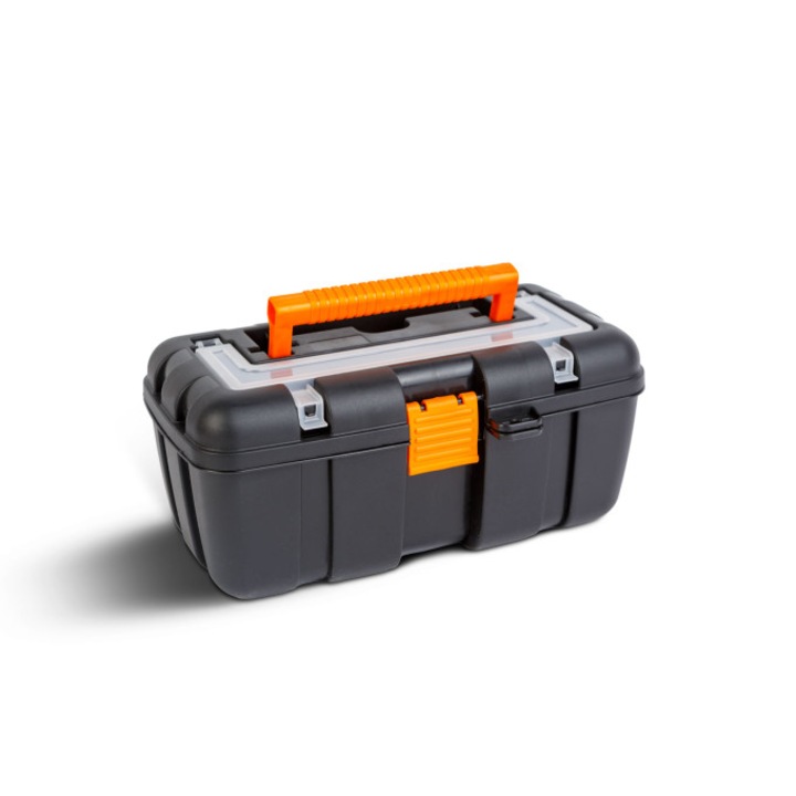 Geanta pentru scule 25x15x11cm din plastic, portocalie-neagra