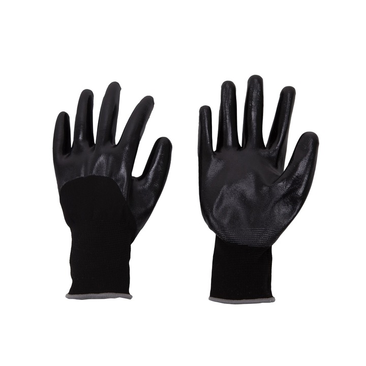 Manusi protectie pentru mecanic, Dexter, nylon+nitril, marimea 10 (XL), negru