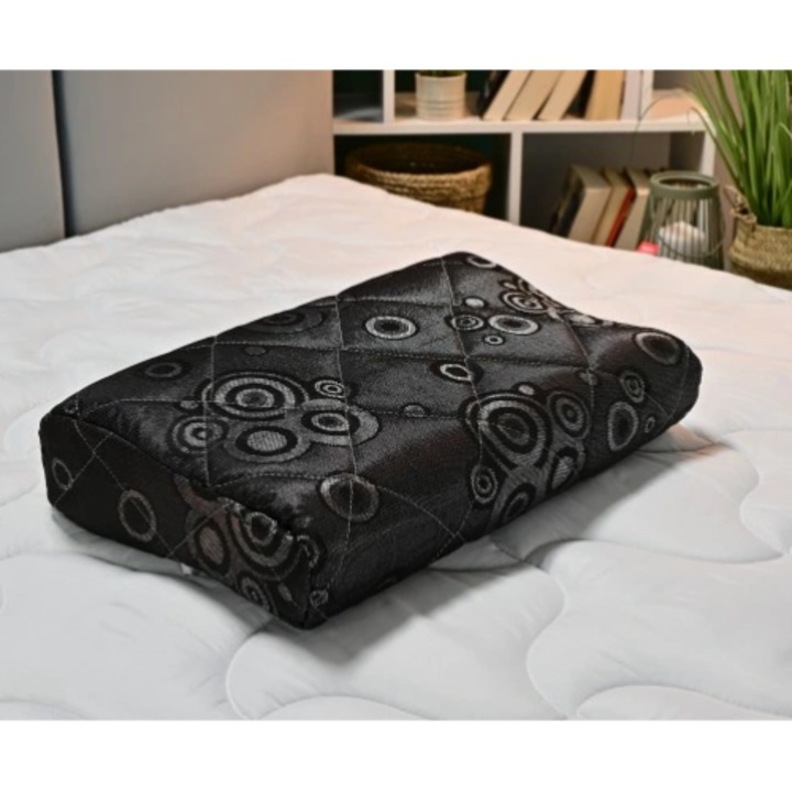 Hipoallergén párna, SPIJZDROWO, Memory Black, 50x33x11 cm, Jaquard huzat