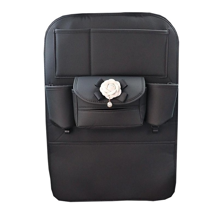 Organizator auto, negru, 42.5x60cm, design suspendat, protectie anti lovire pentru spatele scaunului
