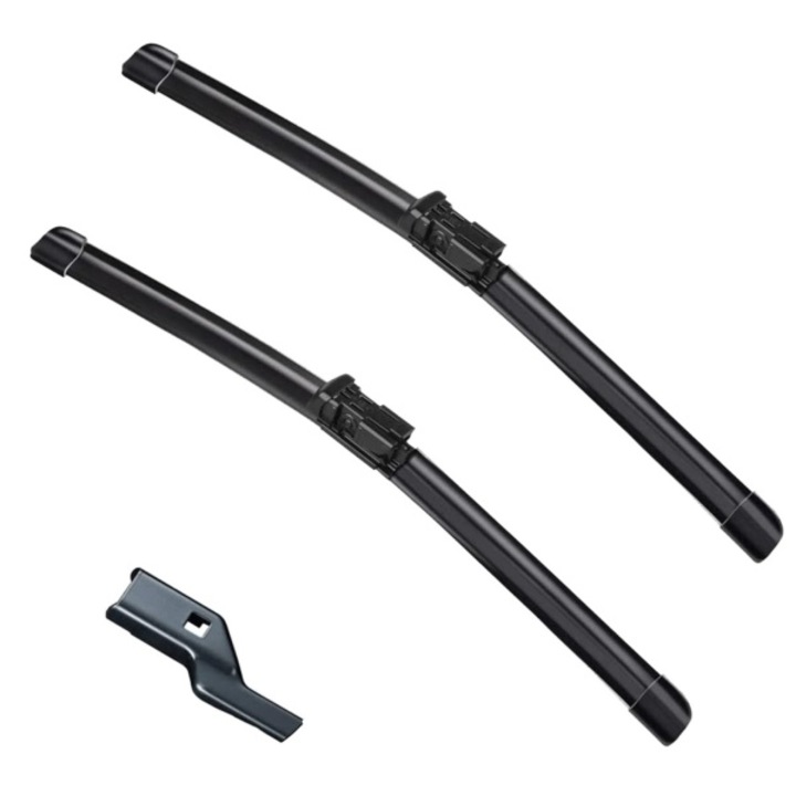 Set Stergatoare Parbriz Fata AjieQaQ 26+19 Inch - Compatibil Tesla Model 3/Y, Audi A3, Skoda Octavia, VW Passat/Arteon - Sistem Top Lock, Lame Cauciuc Natural, Montaj Rapid si Silentios，65+47.5cm