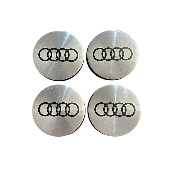 4 db keréksapka készlet 58 mm külső, 50,5 mm belső Audi silver kompatibilis/csere könnyűfém felni