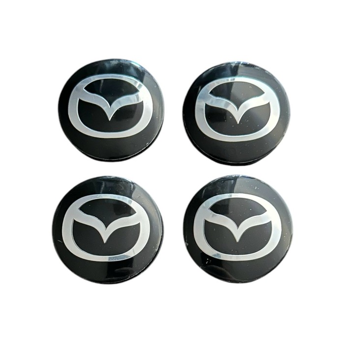 4 db keréksapka készlet 58mm külső, 56mm belső Mazda fekete kompatibilis/csere könnyűfém felni
